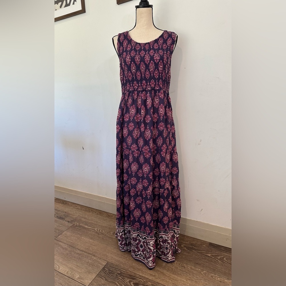 Sleeveless Purple and Pink Maxi Dress -  Lucky brand, purple, large maxi dress